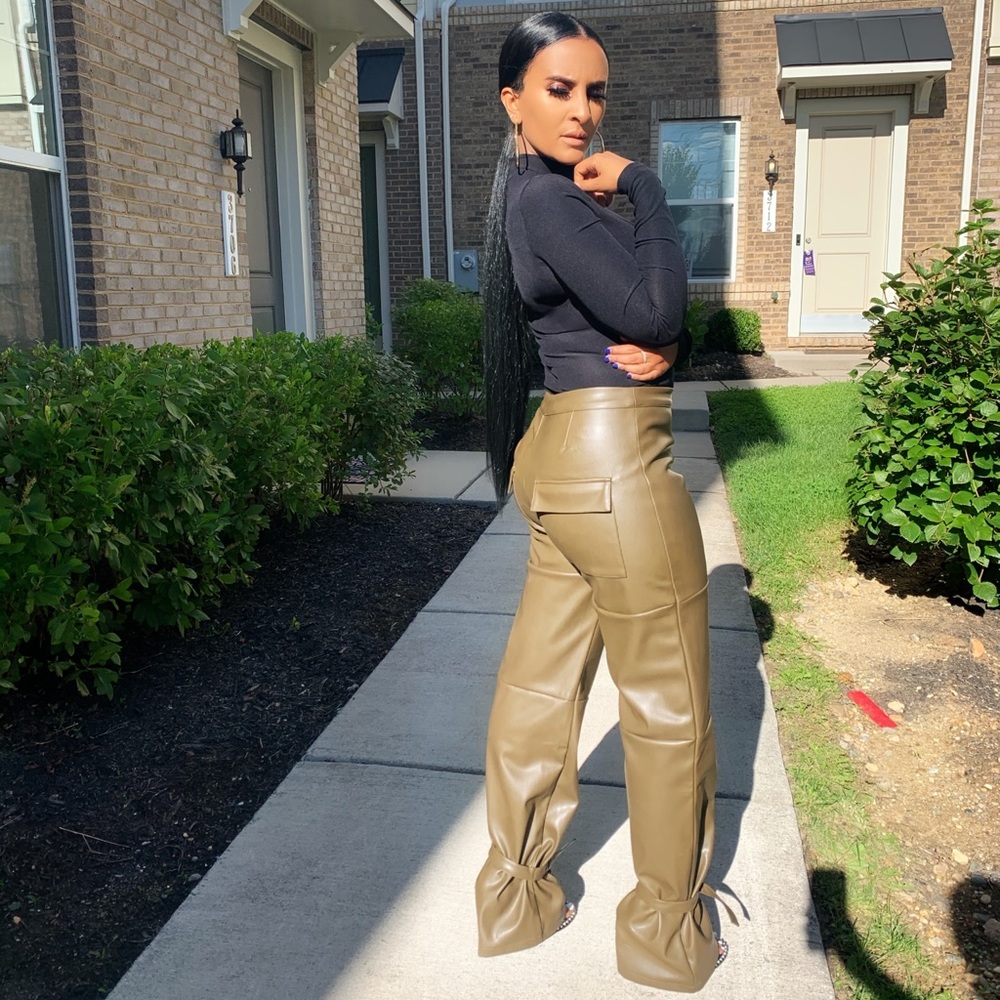 Forest Green Leather Pants